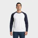 Beisbolera manga larga Blanco - Azul marino