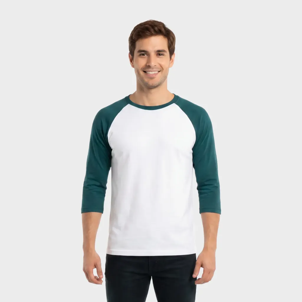 Beisbolera manga 3/4 Blanco - Turquesa