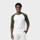 Beisbolera manga 3/4 Blanco - Verde militar