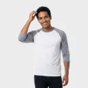 Beisbolera manga 3/4 Blanco - Gris jaspe