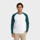 Beisbolera manga larga Blanco - Turquesa