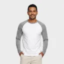 Beisbolera manga larga Blanco - Gris jaspe