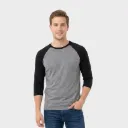 Beisbolera manga 3/4 Gris jaspe - Negro