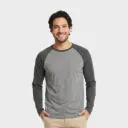 Beisbolera manga larga Gris jaspe - Negro cross