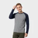 Beisbolera manga larga Gris jaspe - Azul marino
