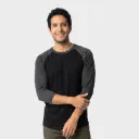 Beisbolera manga 3/4 Negro - Negro cross