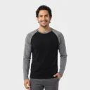 Beisbolera manga larga Negro - Gris jaspe