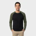 Beisbolera manga larga Negro - Verde militar
