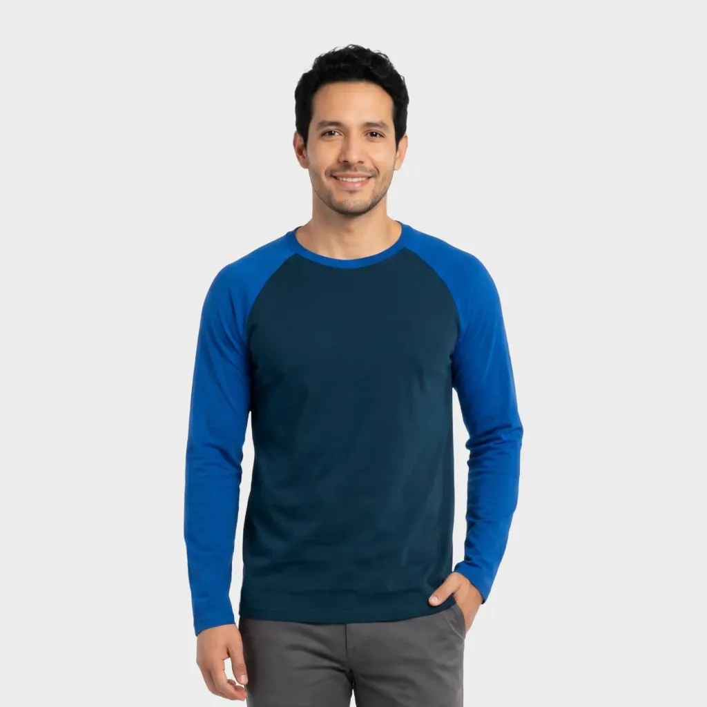 Beisbolera manga larga Petroleo - Azul rey
