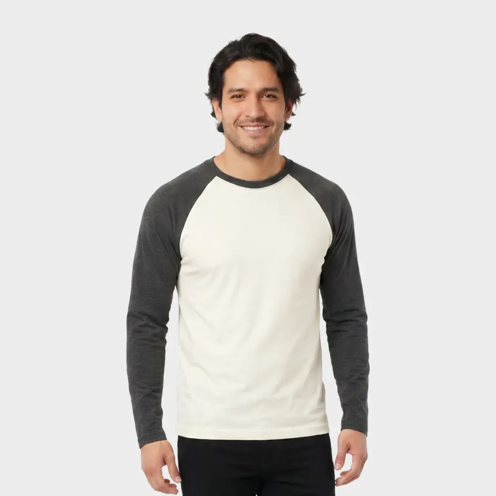 Beisbolera manga larga Marfil - Negro cross