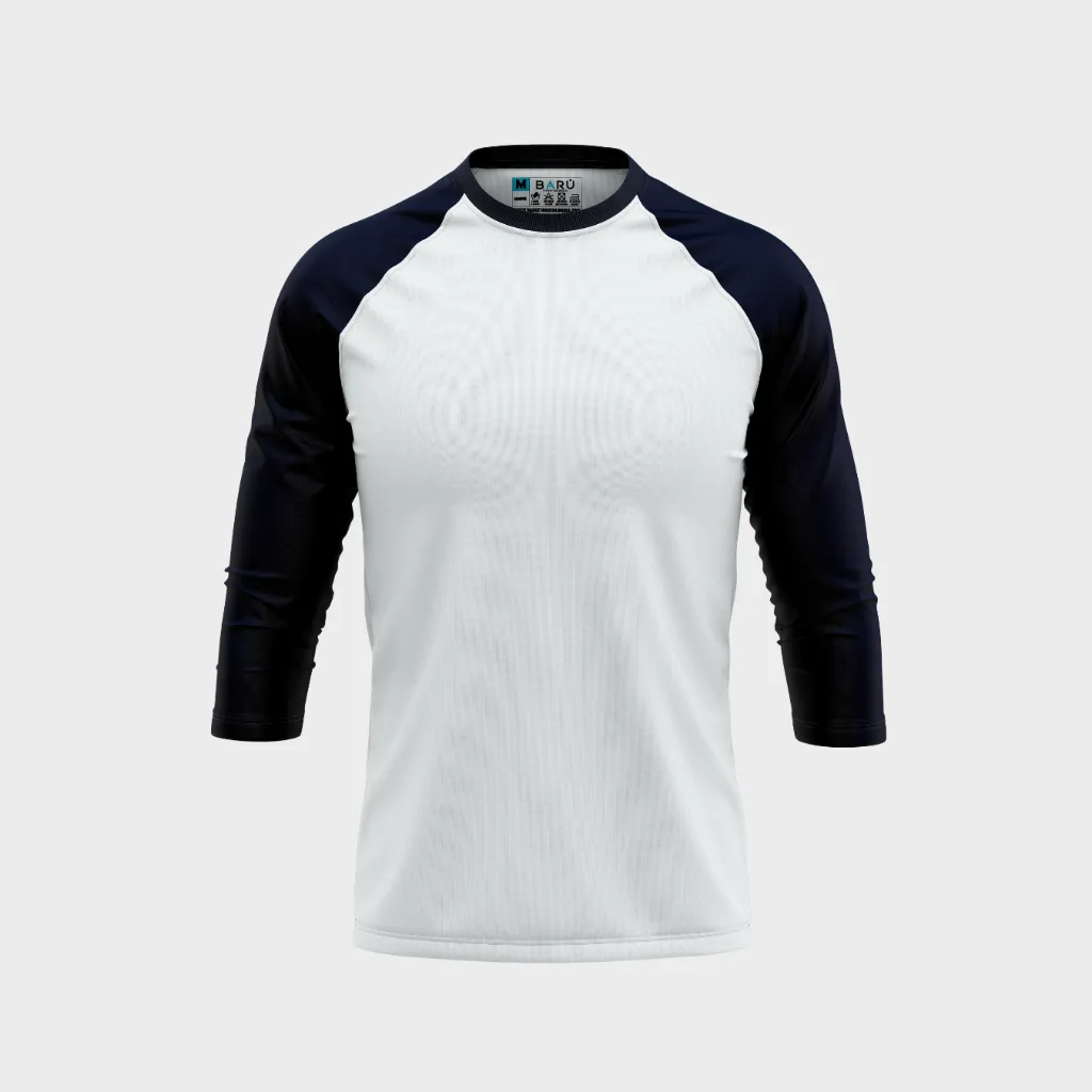 Beisbolera manga 3/4 torso blanco