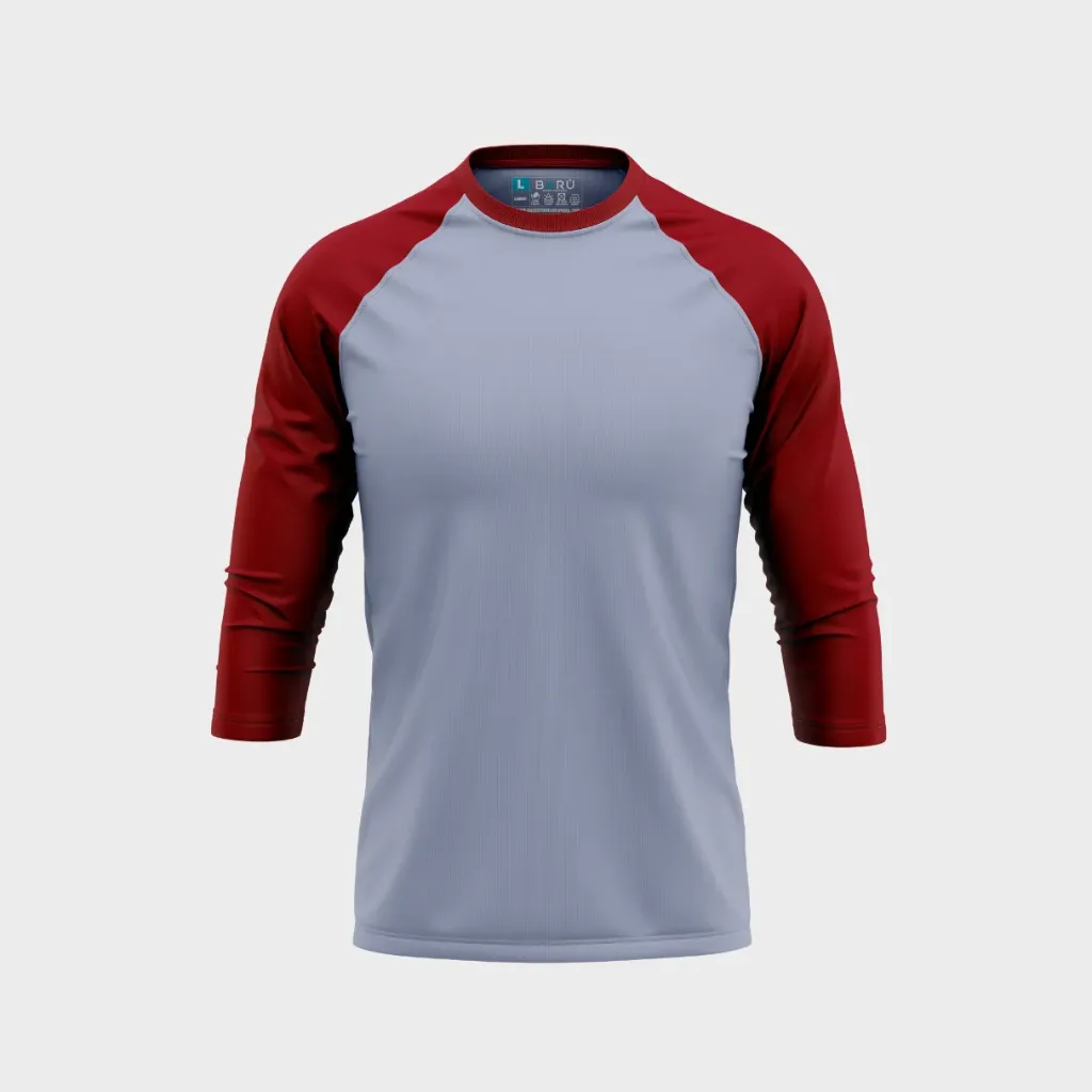 Beisbolera manga 3/4 torso Gris Jaspe (Azul marino)