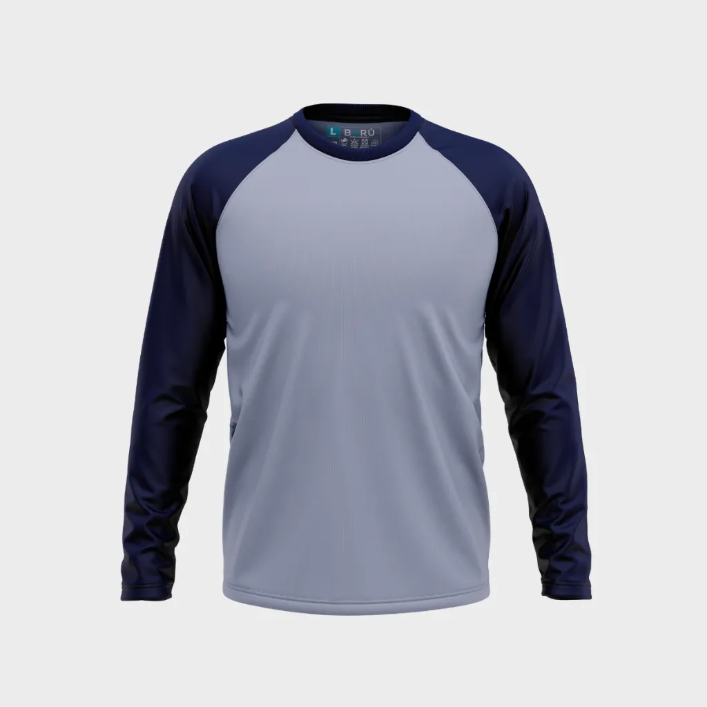 Beisbolera manga larga torso Gris Jaspe (Azul marino)