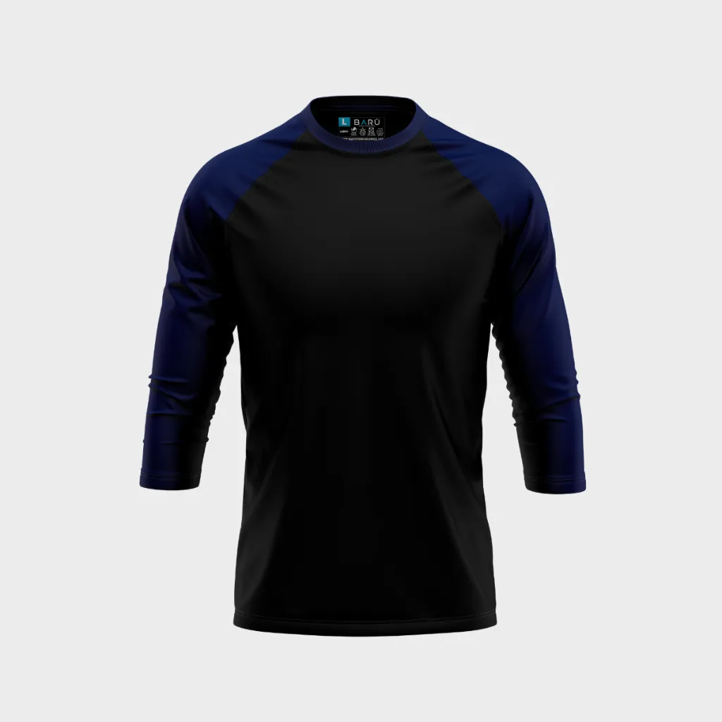 Beisbolera manga 3/4 torso negro (Azul marino)