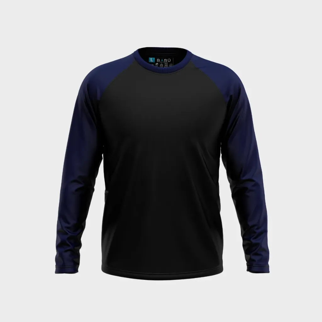 Beisbolera manga larga torso negro (Azul marino)