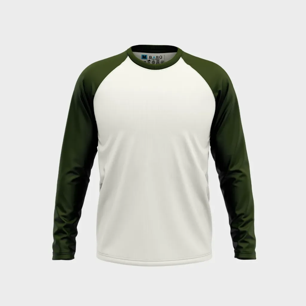 Beisbolera manga larga torso marfil (Verde militar)