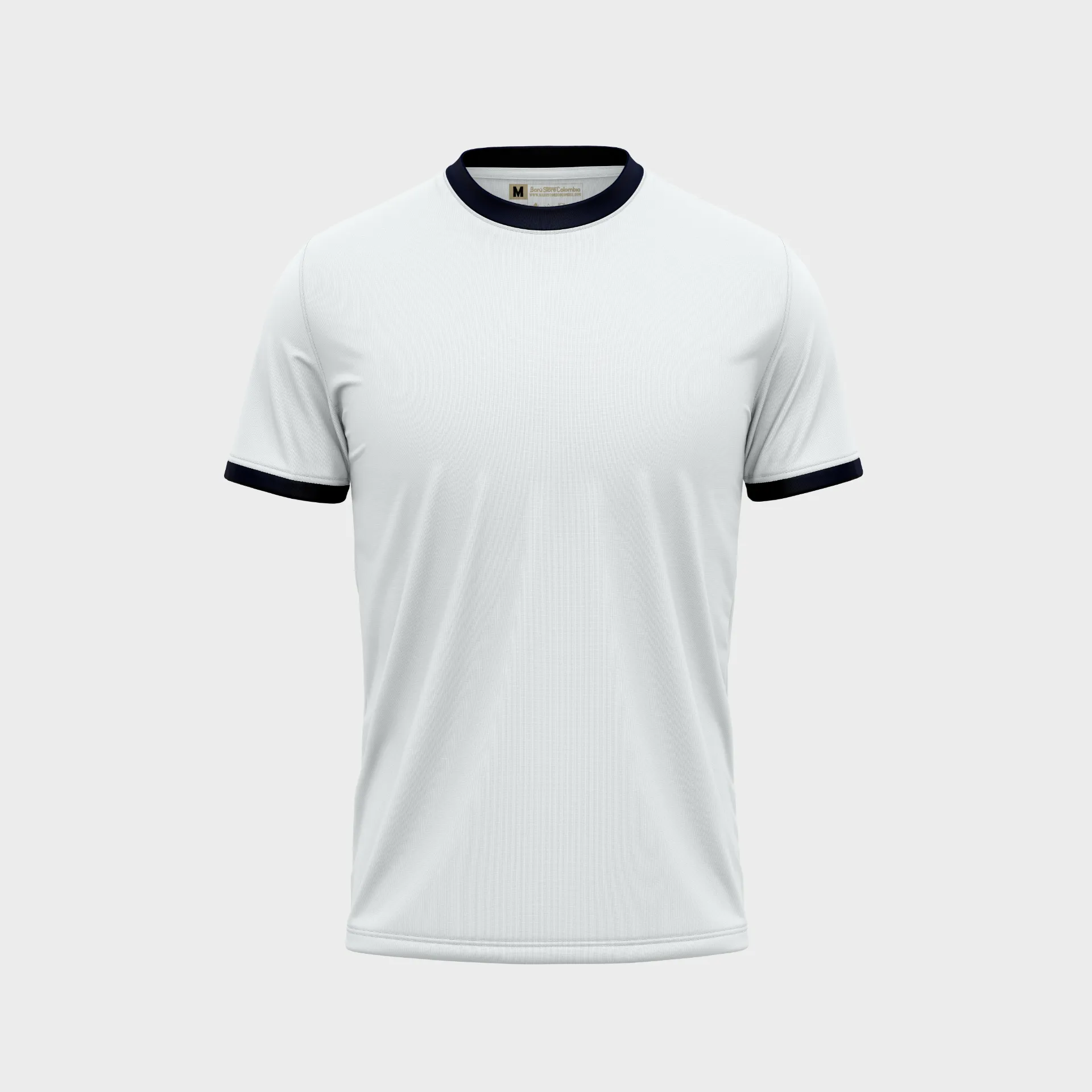 Camiseta blanca bordes (Azul marino)