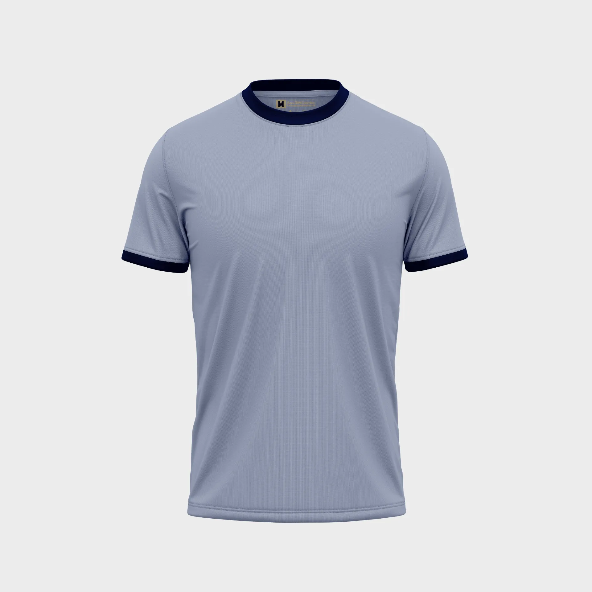 Camiseta gris jaspe bordes (Azul marino)